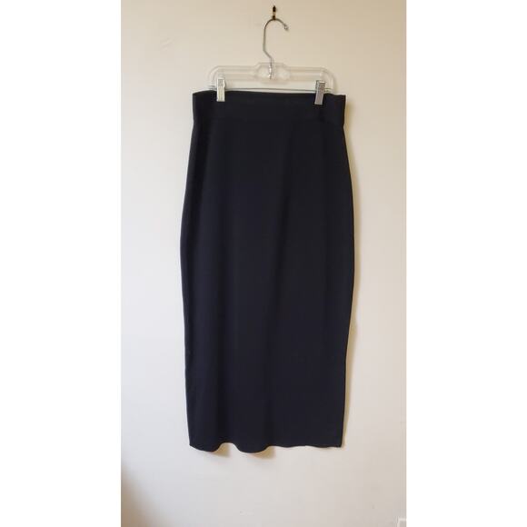 Exclusively Misook Skirt Sz M Straight Knit Maxi Black Side Slit Pull-on Long - Picture 1 of 4